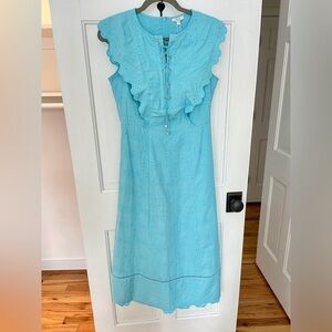 Tyler Boe Robin Eyelet Midi Dress Blue XS NWT Cotton
